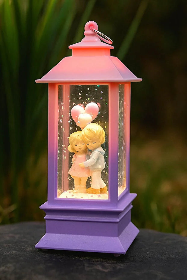 Balonlu Aşıklar Işıklı Kar Küresi