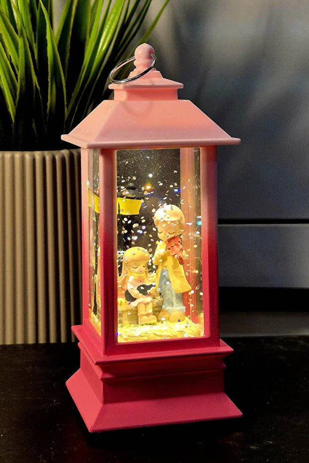 Kemanlı Romantik Sokak Lambası Işıklı Kar Küresi