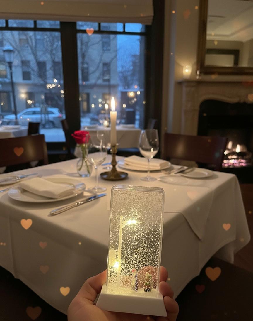 Sevgililer Tasarımlı Sokak Lambalı Kar Küresi